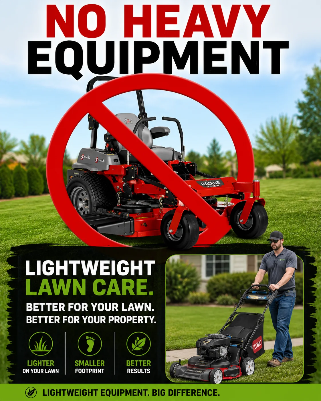 Right Now Trees lightweight lawn care advertisement